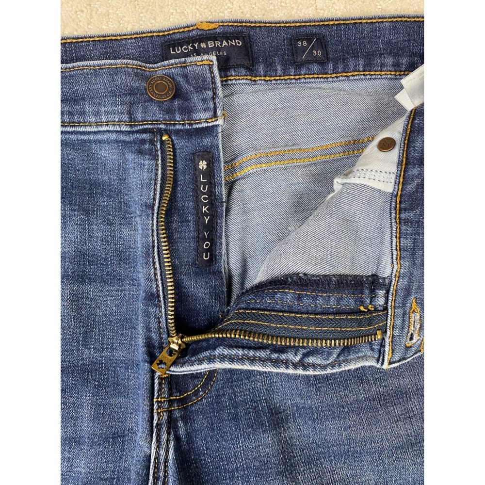 Lucky Brand 410 Mens Jeans 39x28 Blue Athletic Straight Medium Wash Denim - Picture 7 of 9